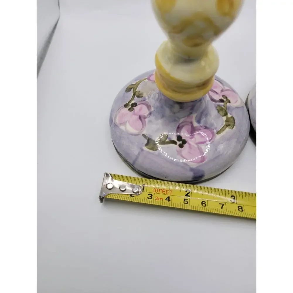 Handmade Pottery Candle Holders Pair